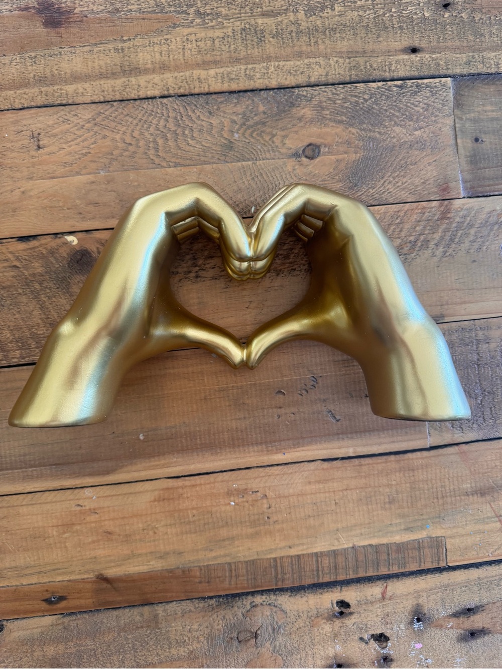 Gold Heart Hands Sculpture Wall Accent - Home Art